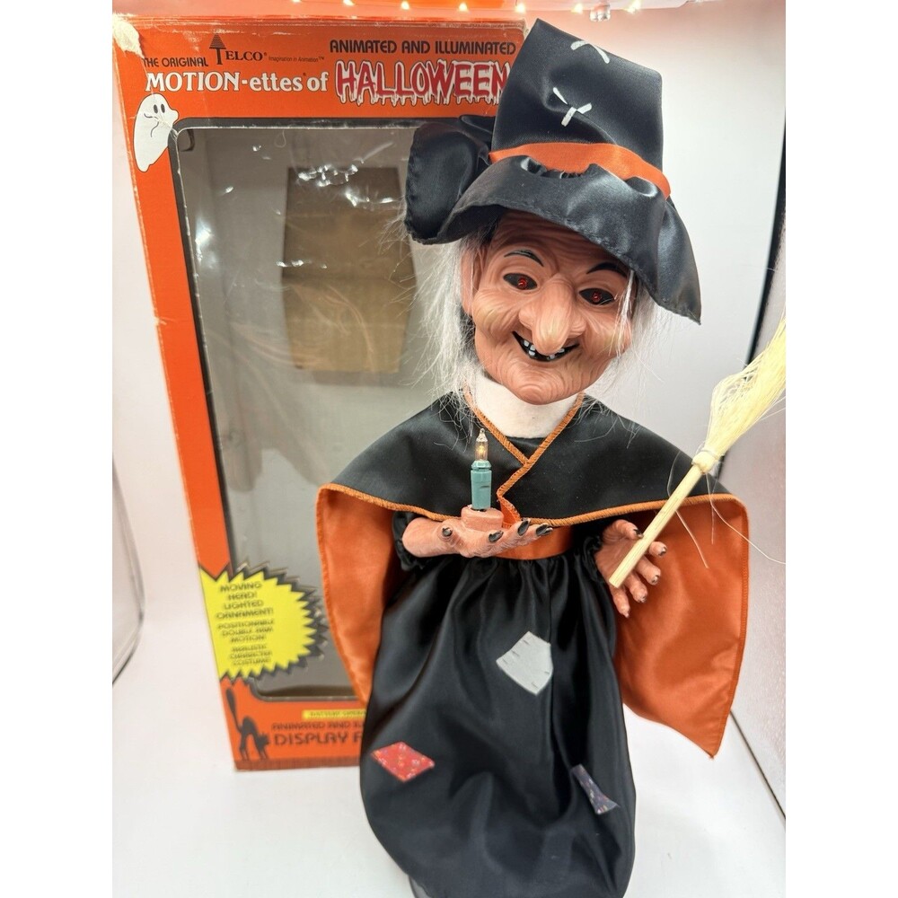 Vintage Telco Motionette 1989 Animated WItch Halloween Ghostly Sound 17" READ